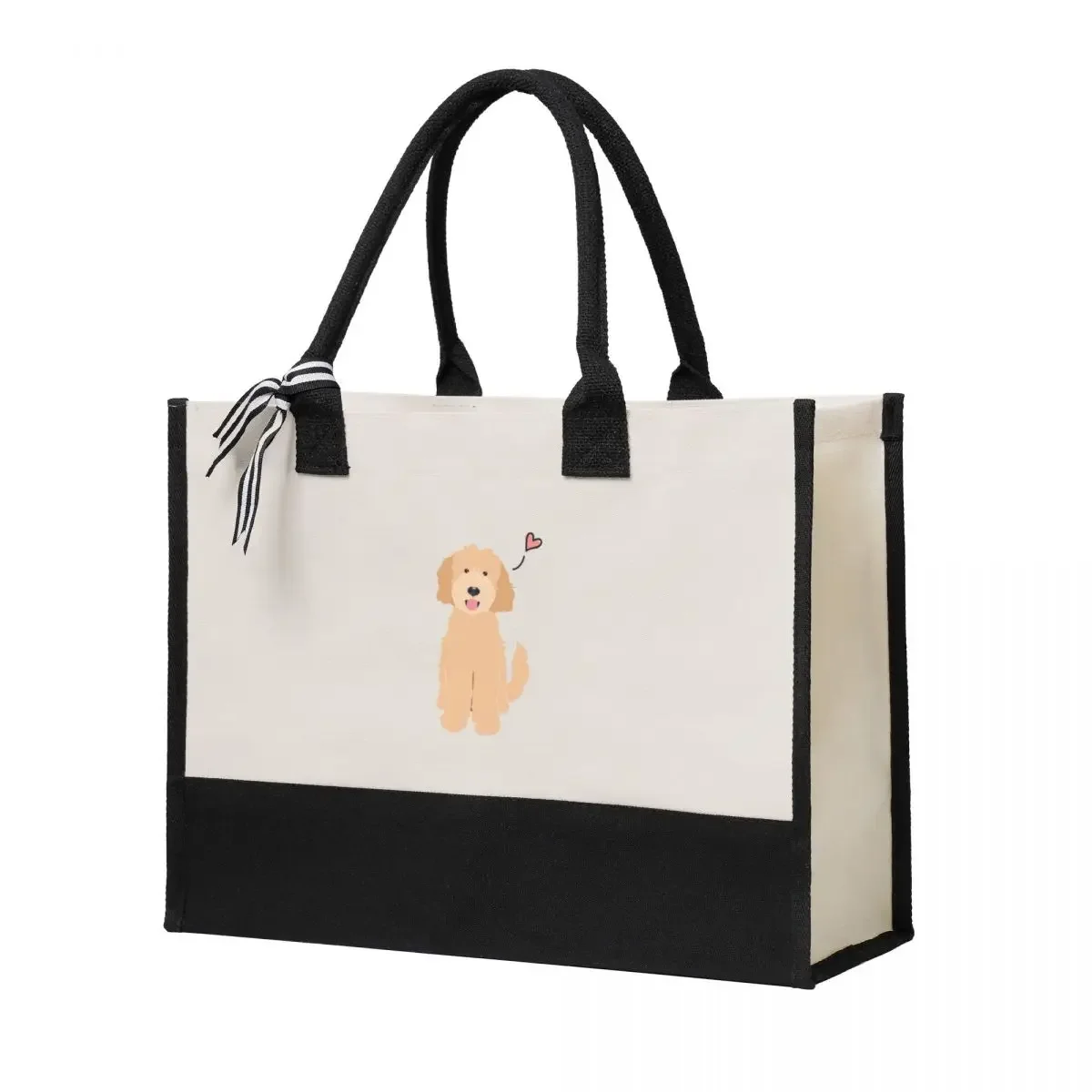 Canvas Gift Shopping Bag LOVE Apricot Blonde Goldendoodle Dog Canvas Large Capacity Bag Customizable Quality Gifts