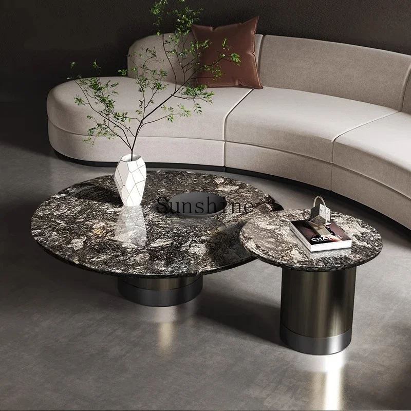 

Italian minimalist living room natural marble size round combination coffee table FT