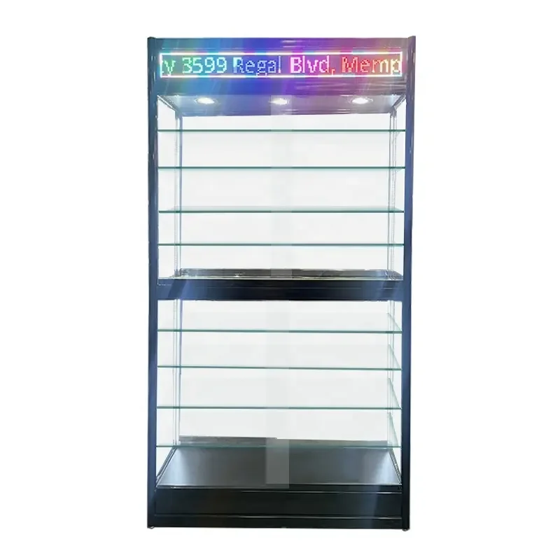 Custom Cigar Shop Display Cabinet com LED colorido, Smoke Shop Counter, Publicidade Scr