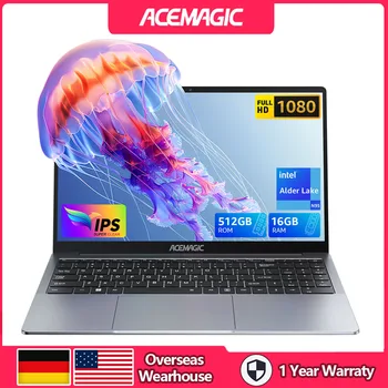 ACEMAGIC AX16 portátil Intel N95 16 pulgadas 16GB LPDDR4 RAM 512GB SSD ordenador de negocios ligero Notebook PC Windows 11 Pro