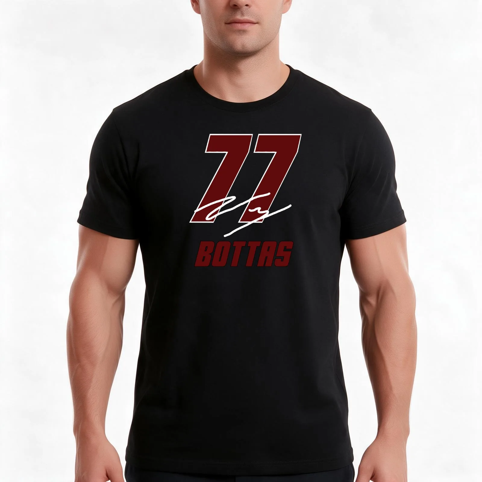 Valtteri Bottas 77 T-Shirt, Summer Casual Cotton Tee, Oversized Streetwear Tops, Vintage Graphic Print, Loose Fit Short Sleeve