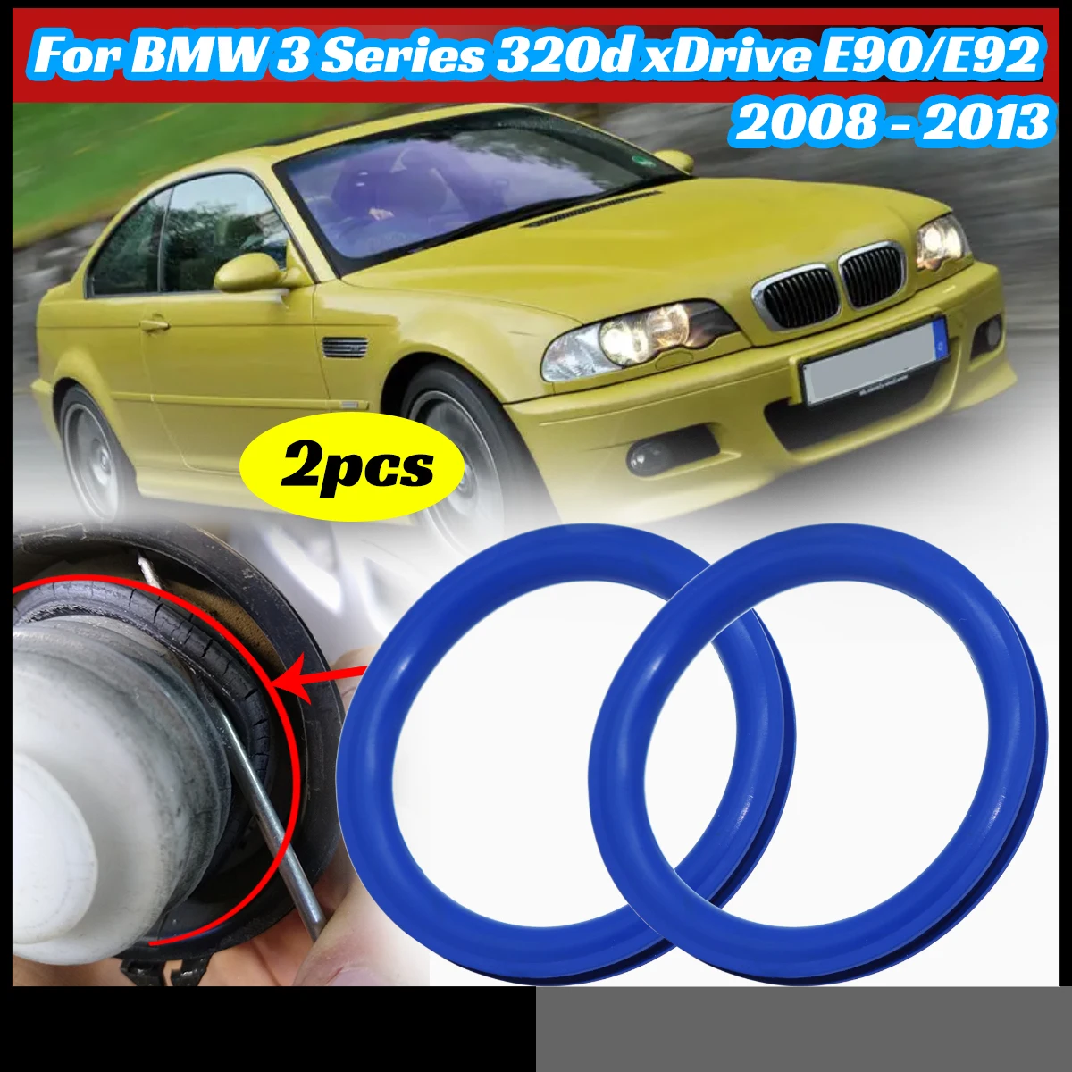 

2pc Gas Cap Fuel Seal for BMW 3 Series 320d XDrive E90/E92 2008-2013 Tank Cover Neck Repair Rubber Gasket Washer V Shape Kit Car