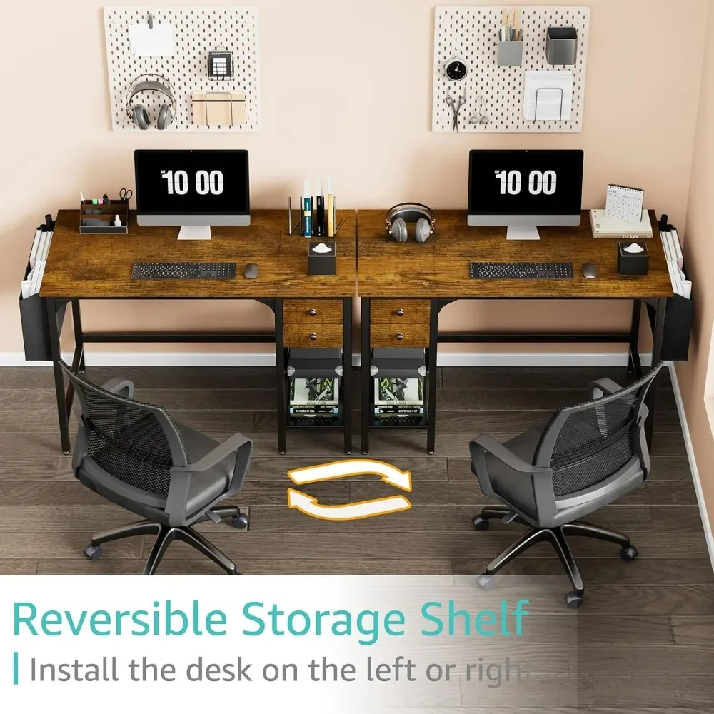 Computer Desk with Drawers - 40 Inch Work Small Desk for Bedroom Home Office, Simple Study Writing Table PC Desks