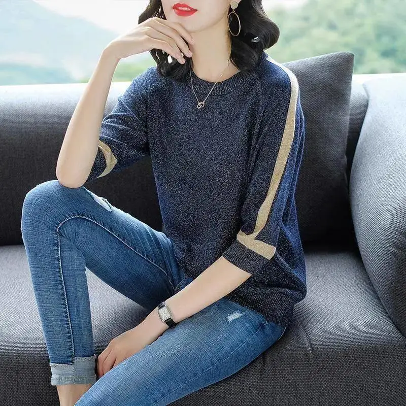 

Fashion Women's Clothing 2022 Summer New Solid Color Bright Silk T-shirt Korean Basic Round Neck Thin Half Sleeve All-match Tops