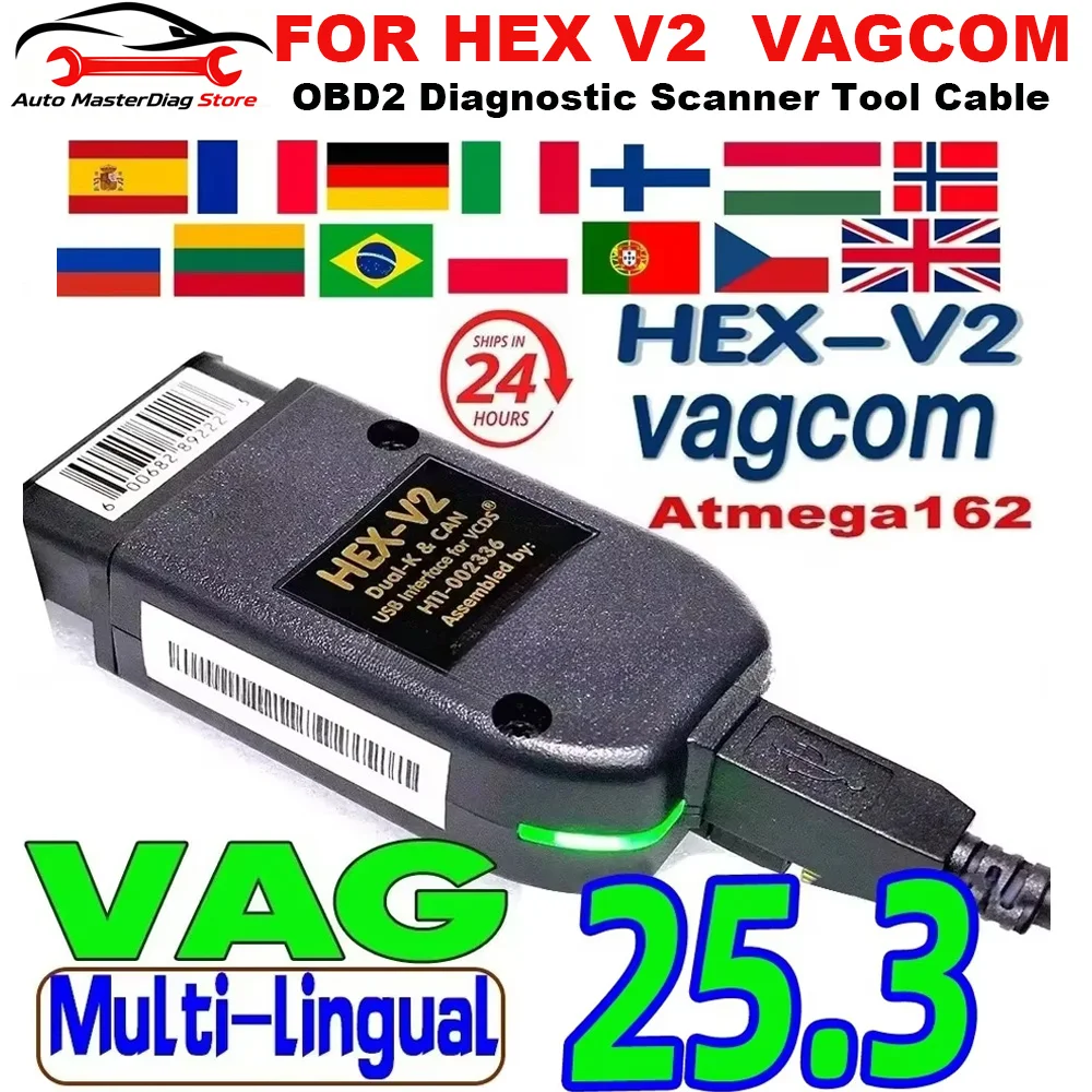 

2026 VCDS VAGCOM Interface VCDSCAN HEX V2 Update 26.3 FOR VW For AUDI Skoda Seat Multi-Language Car Autocom Diagnostics Tools