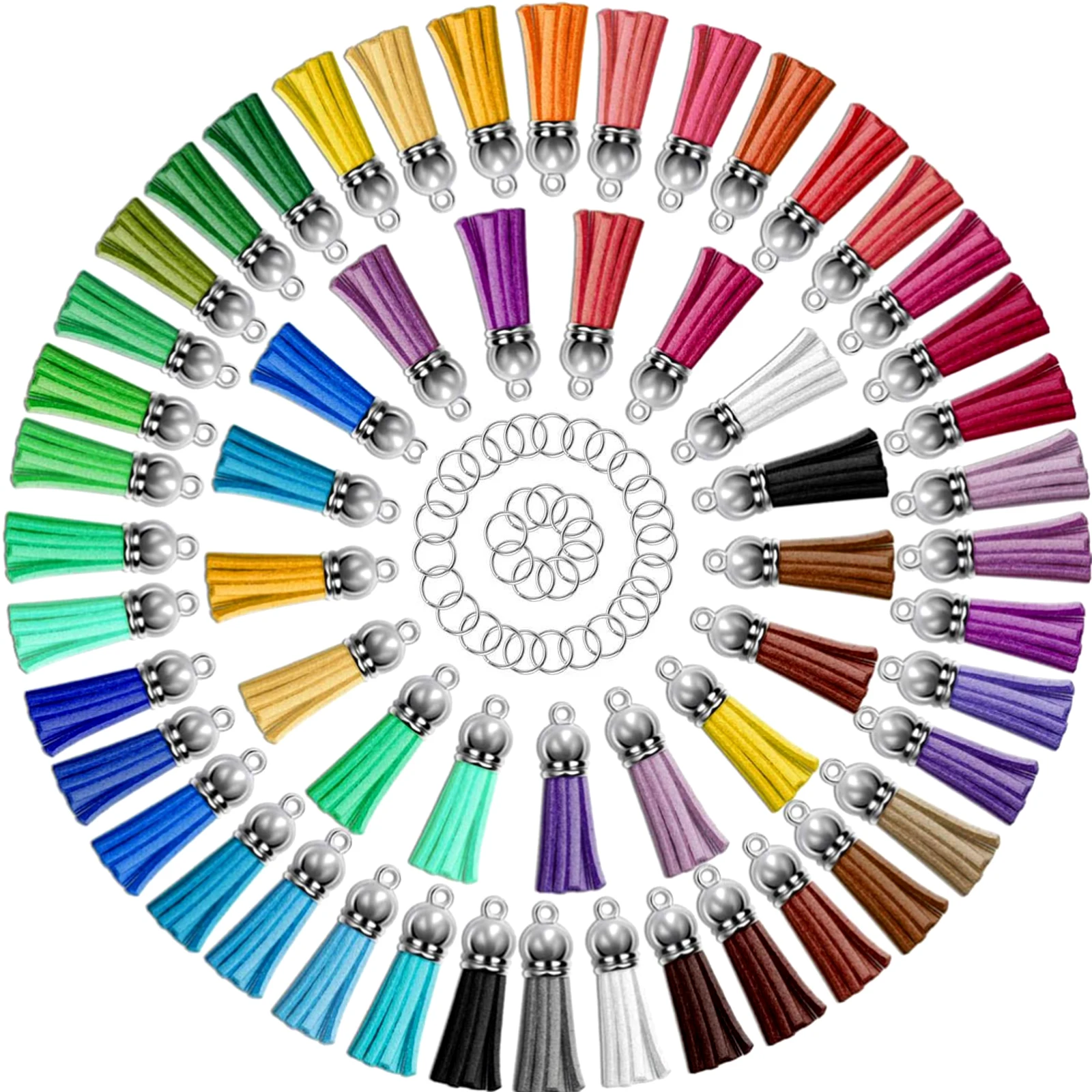 

Tassels for Keychains, 100pcs Leather Tassel Keychain Charms Bulk with Rings for Bracelets, Cellphone Straps Pendants Crafts