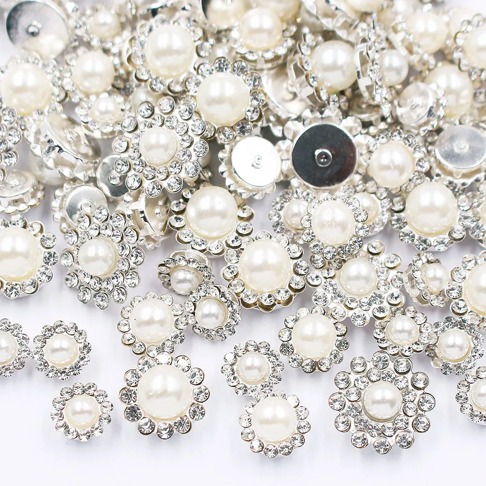 8mm-14mm cucire su strass perle cristalli Flatback Trim fiore artiglio strass perle bottone cucire strass per i vestiti