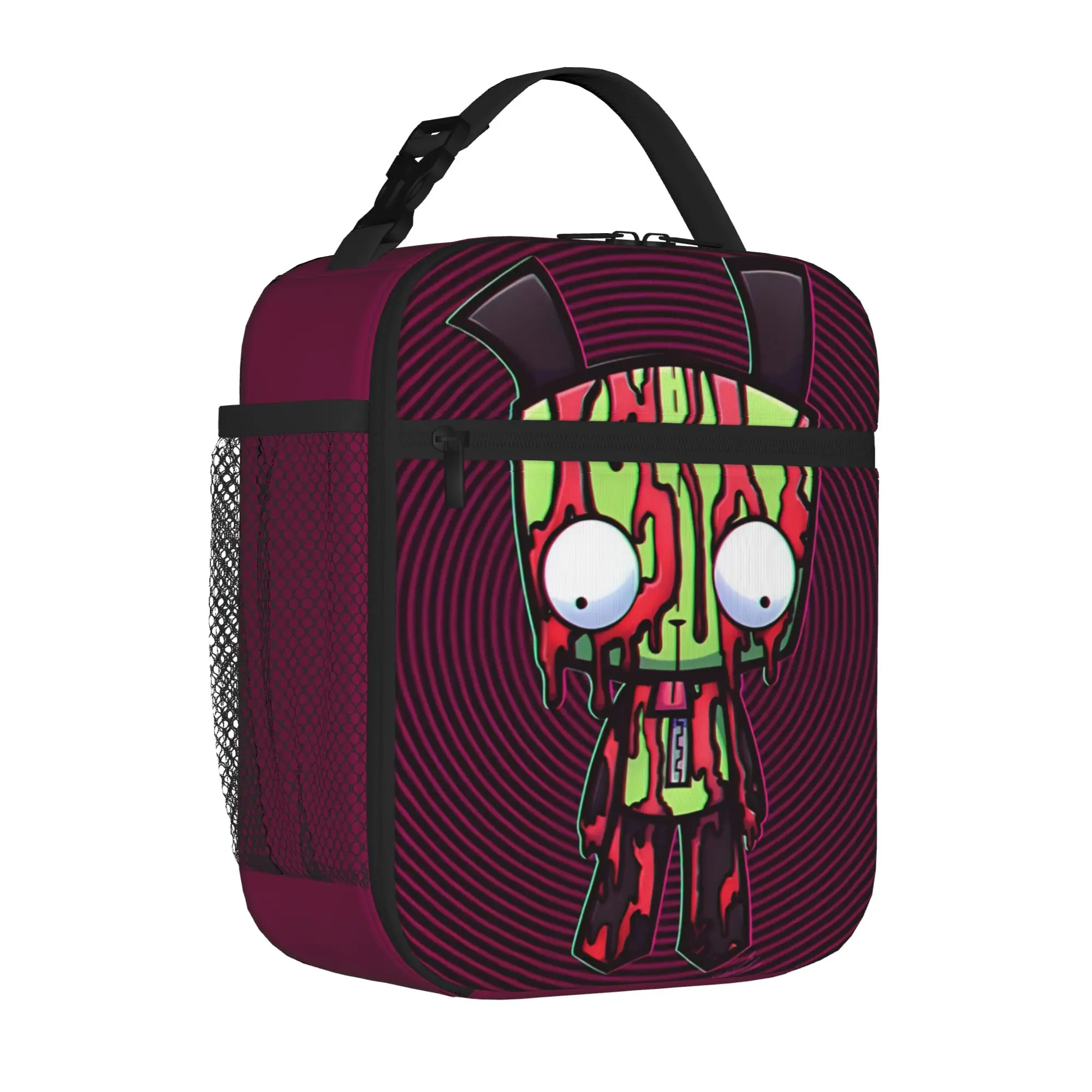 1 Piece Zipper Closure vintage alien Storage Bag Pocket Invader Zim School Lunch Food Box Reusable For Lunch Food Bag