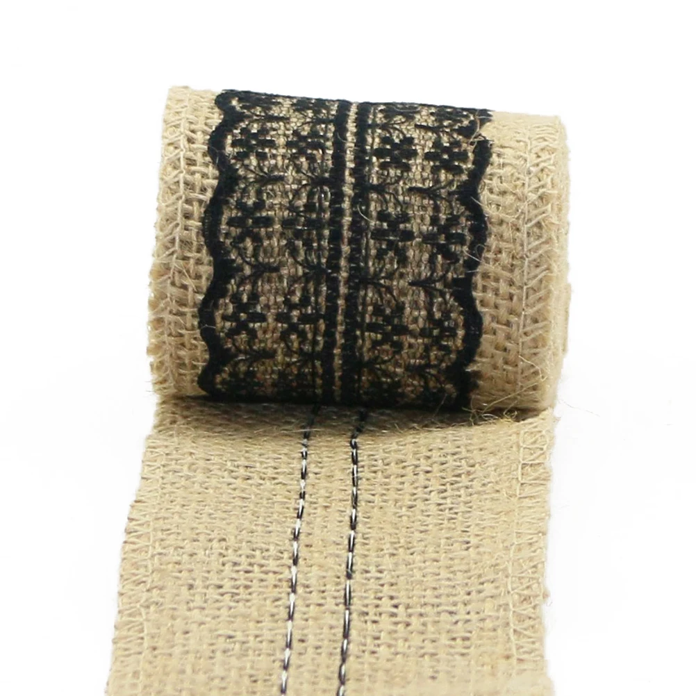 

4pcs 2X6Cm Burlap Jute With White Lace Trim Diy Craft Decor For Wedding Home Rustic Christmas Decorations Hessian Ribbon Diy