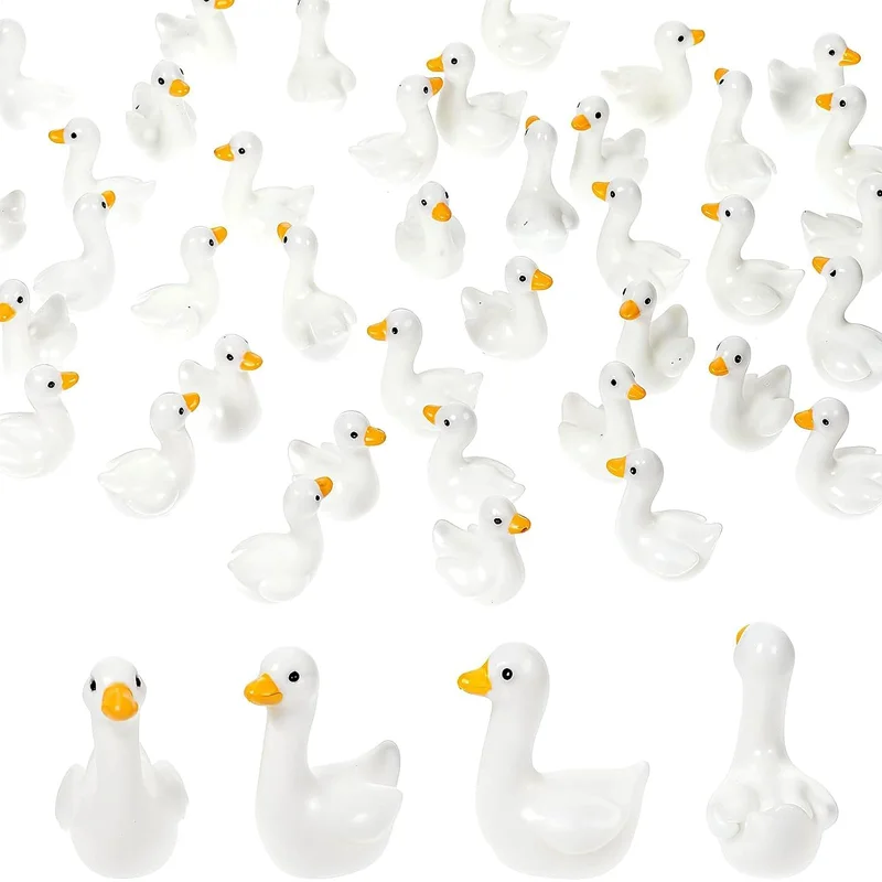 5/10pcs Mini Gooses Figurines, Tiny Resin Animal Miniature for DIY Crafts Micro Landscape Ornaments Home Indoor Desk Decor
