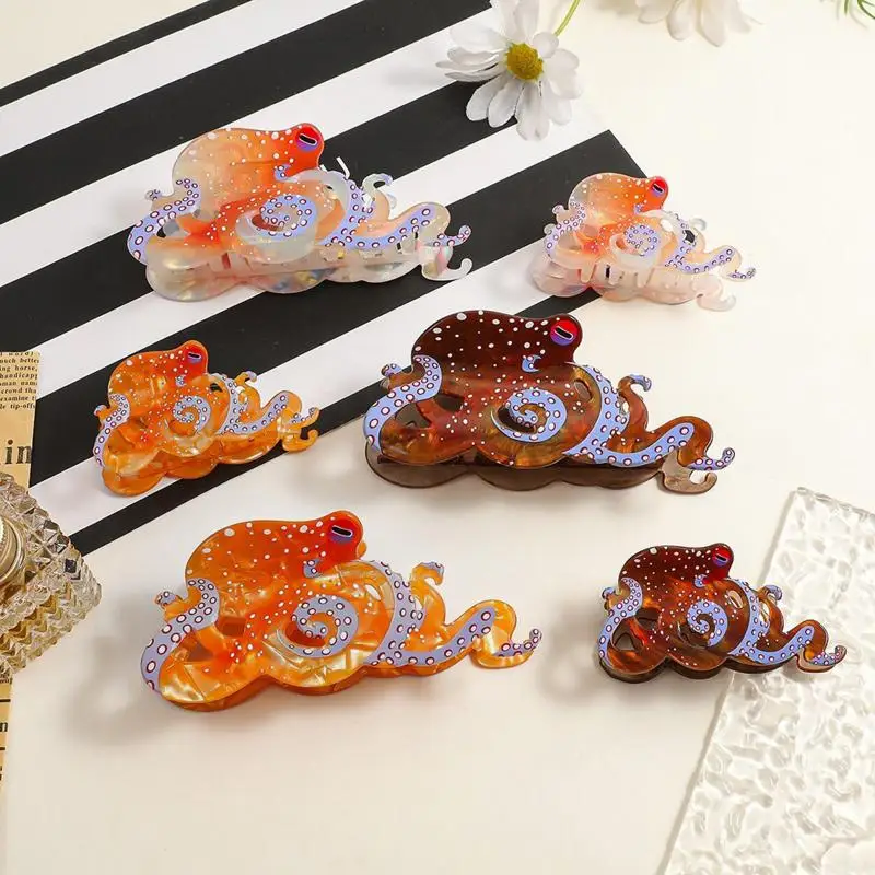 【IIOO】1Pcs Fun Marine Animal Hair Clip Creative Design Grab Clip Personalized Woven Hair Grab New Octopus Shark Clip view 5