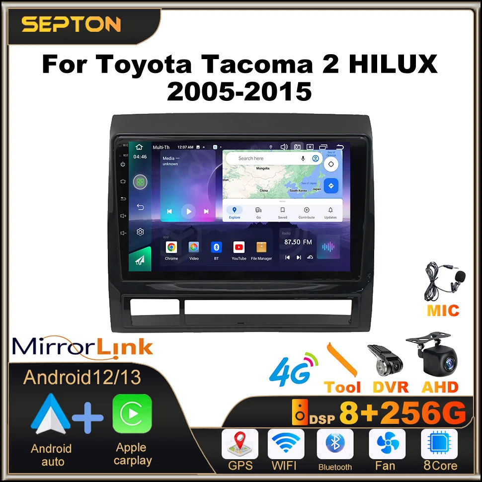 

SEPTON Wireless Carplay Car Stereo Radio for Toyota Tacoma 2 HILUX 2005-2015 Android Multimedia Video Player Navigation GPS 4G