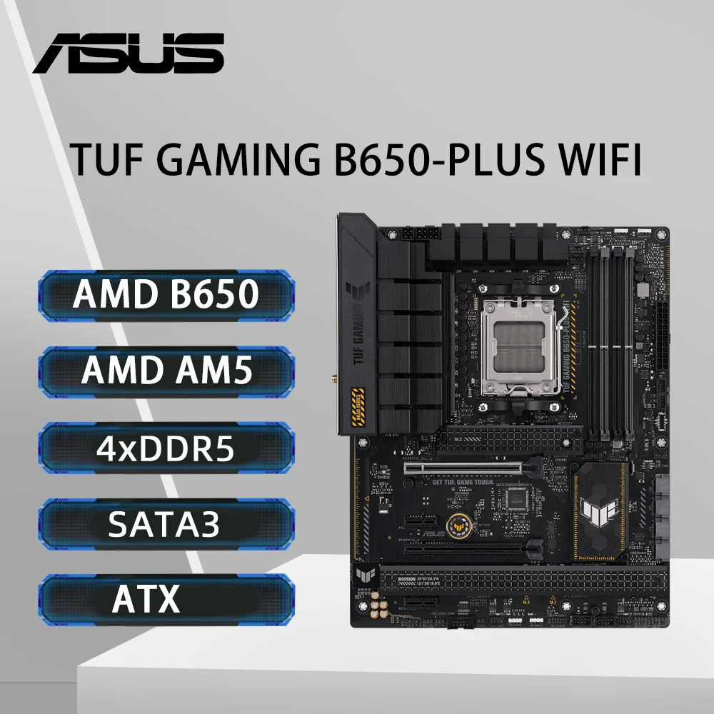 

Материнская плата ASUS TUF GAMING B650-PLUS WIFI с поддержкой Ryzen 9 9900X3D 7900X R7 7800X3D 7700X R5 7600 Процессор 4xDDR5 128 ГБ NVME M.2 ATX