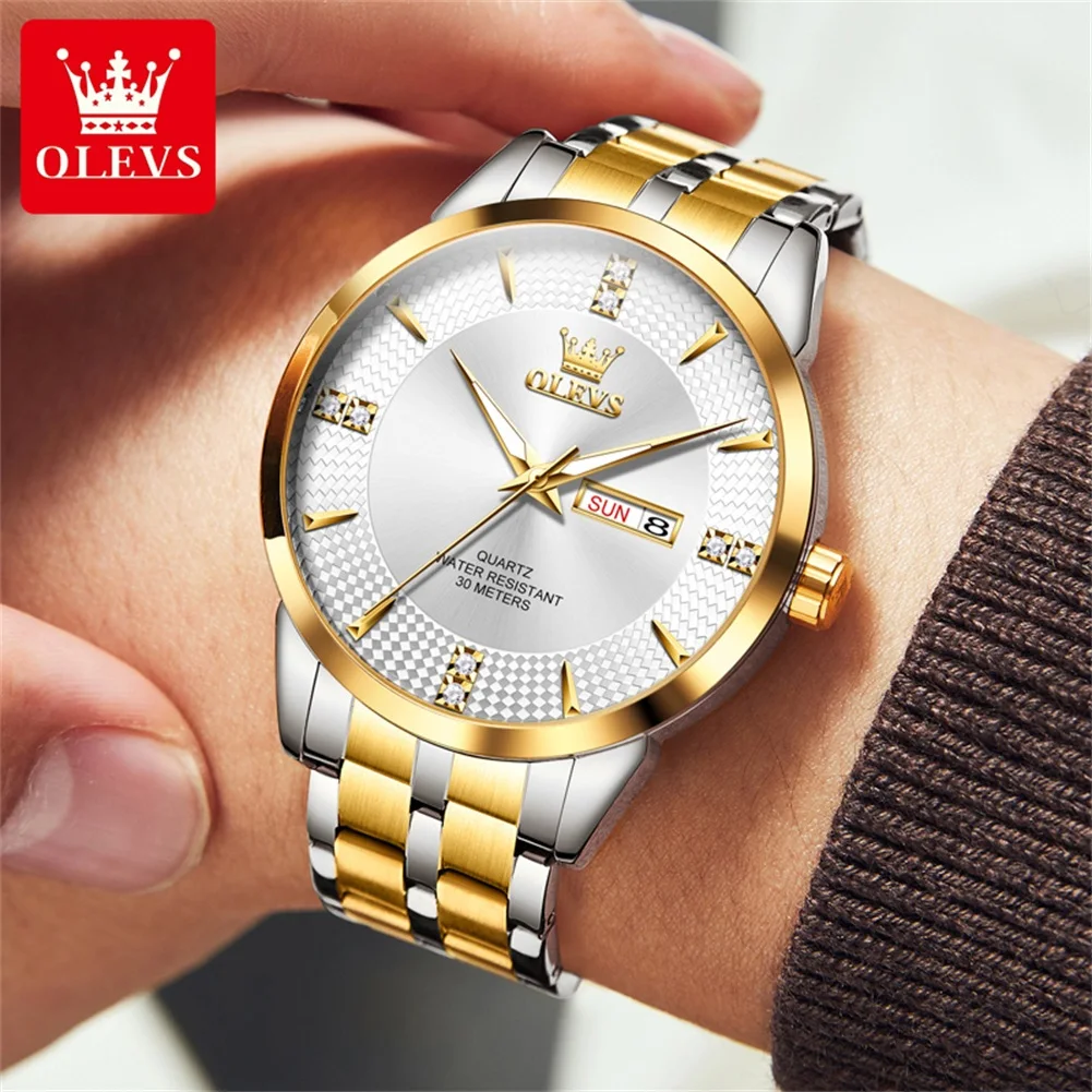 OLEVS 9917 New Men\'s Quartz Watch Fashion Luxury Diamond Watch Classic Business Automatic Date Week Watch Men\'s Waterproof Watch