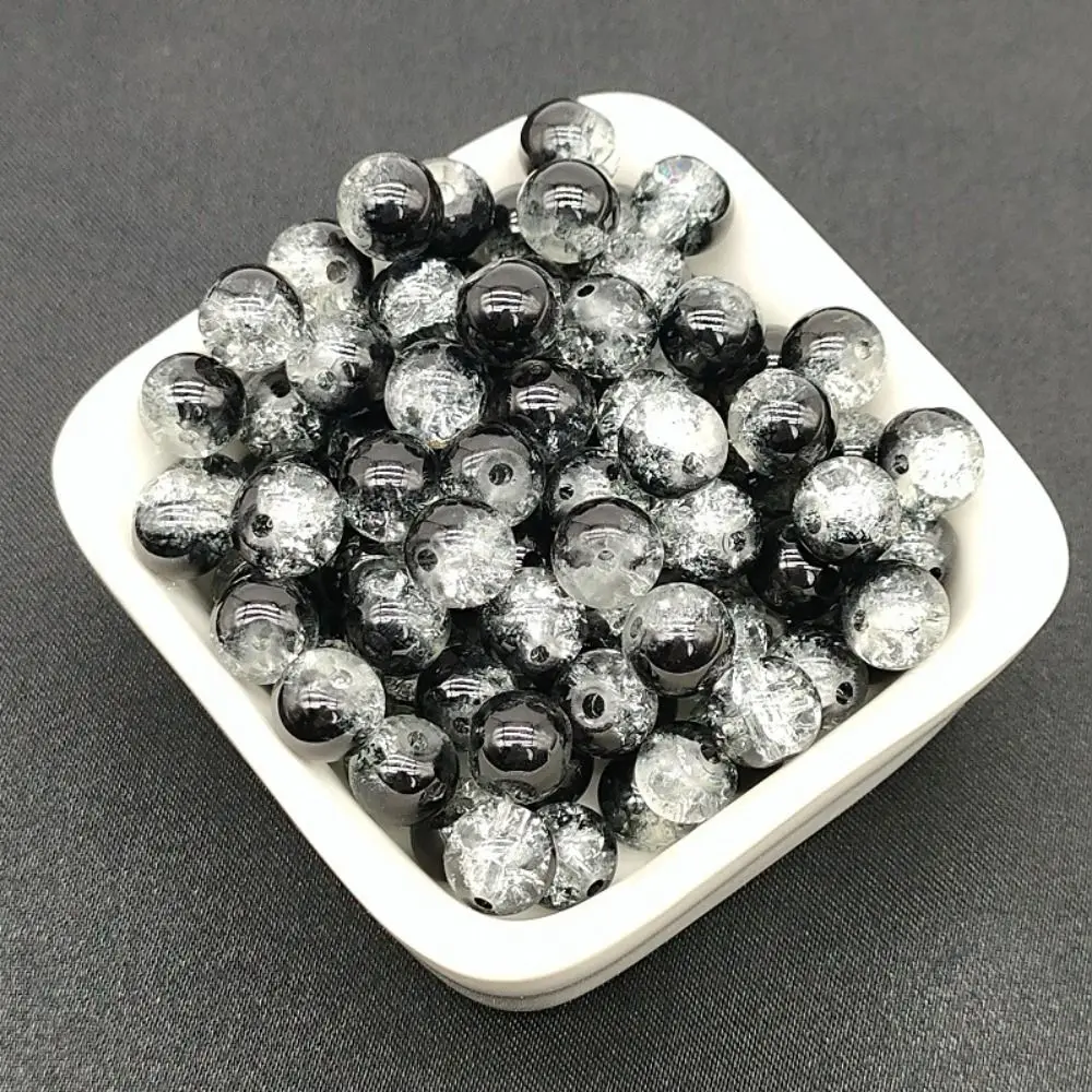 200pcs 8/10mm Colorful Glass Beads Starry Sky Crystal Texture Ice Cracks Glass Beads Arts Crafts Random Color