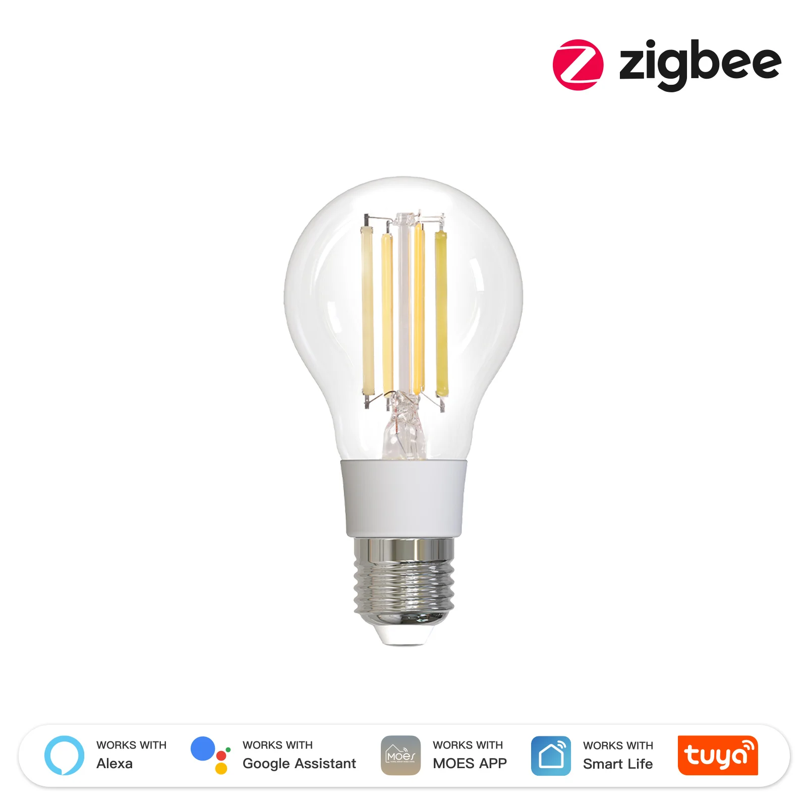 MOES ZigBee slimme gloeilamp Licht uw huis gemakkelijk met scène E27 Energiebesparend Licht aanpassen per tijd 7W Tuya APP-bediening