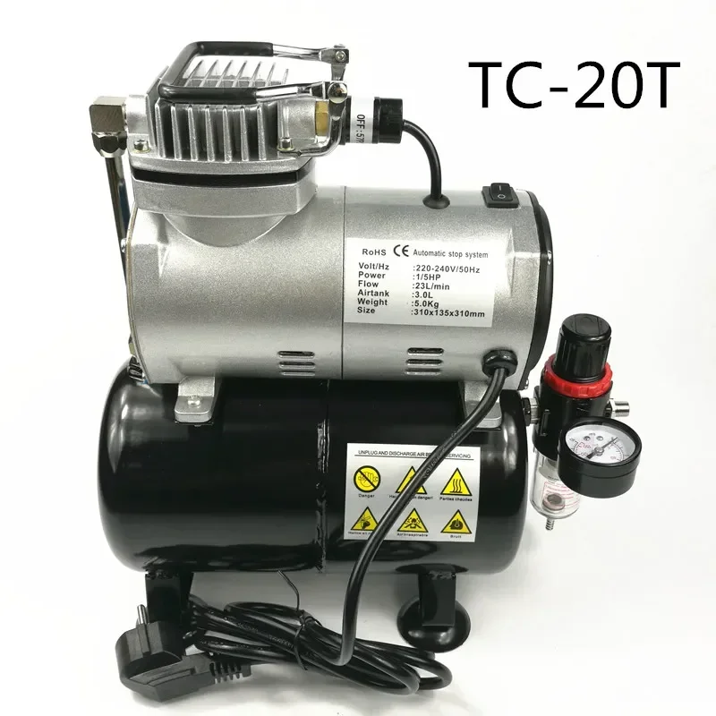 TC20T Small Air Compressor Silent Furniture Leather Repair Manicure Model Coloring Airbrush Air Pump good