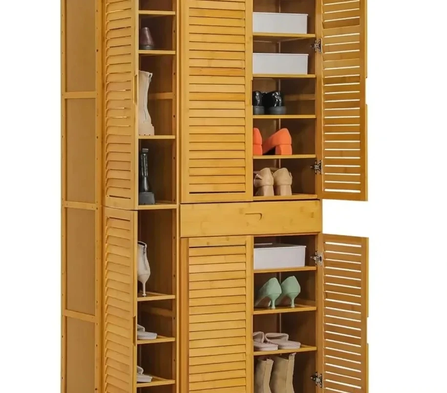 Large Shoe Storage Cabinet Storage Organizer With Shutter Doors & 1 Drawer for More Than 40 Pairs Living Room Entryway Shoerack