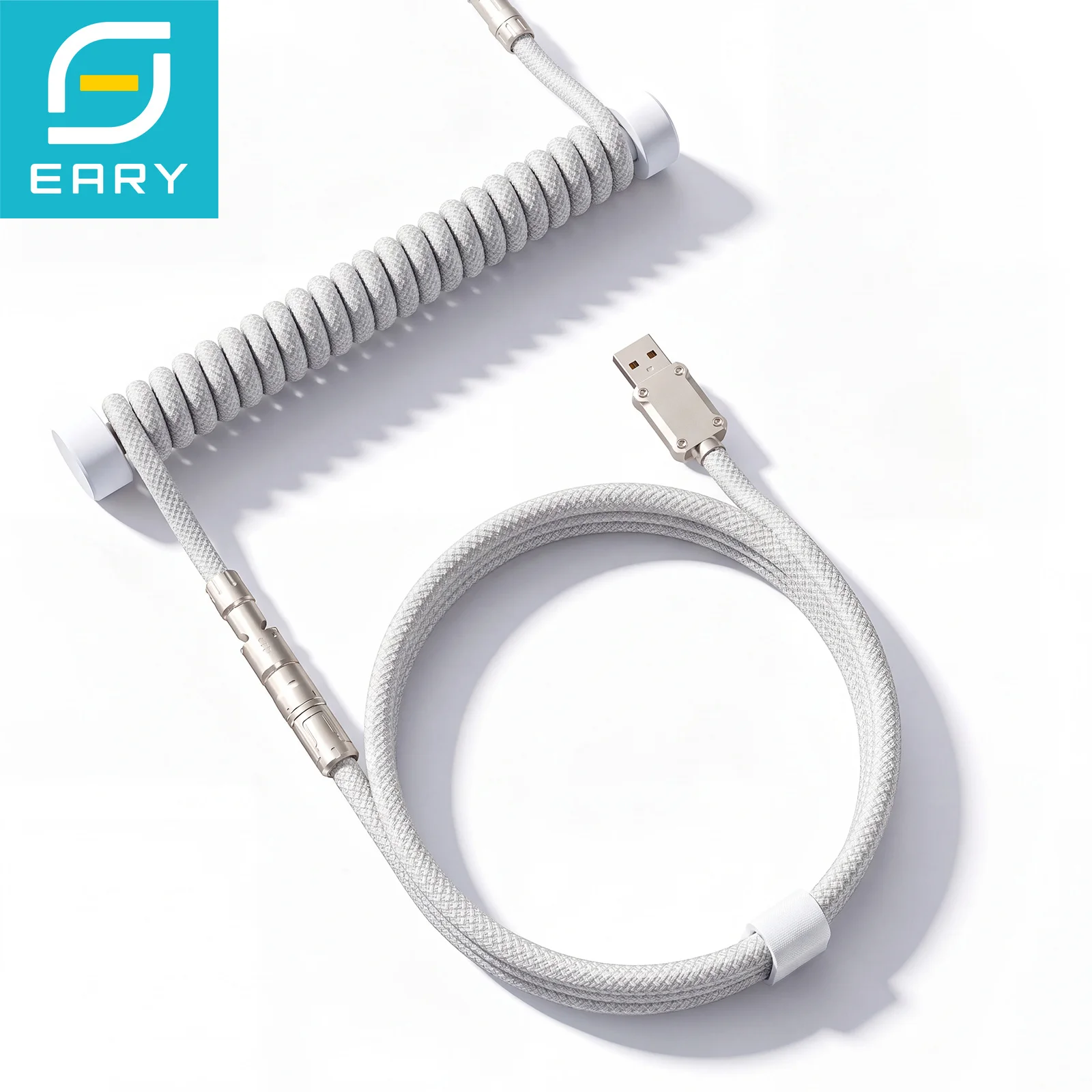 Eary Custom Coiled USB C Cable for Mechanical Gaming Keyboard with Detachable Metal Aviator 1.2m USB to USB-A Type-C Cord for PC