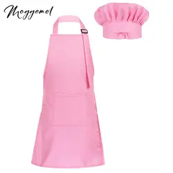 Child Kids Adjustable Apron And Chef Hat Set Kitchen Cooking Uniform Baking Painting Training Wear Boys Girls Holiday Costume