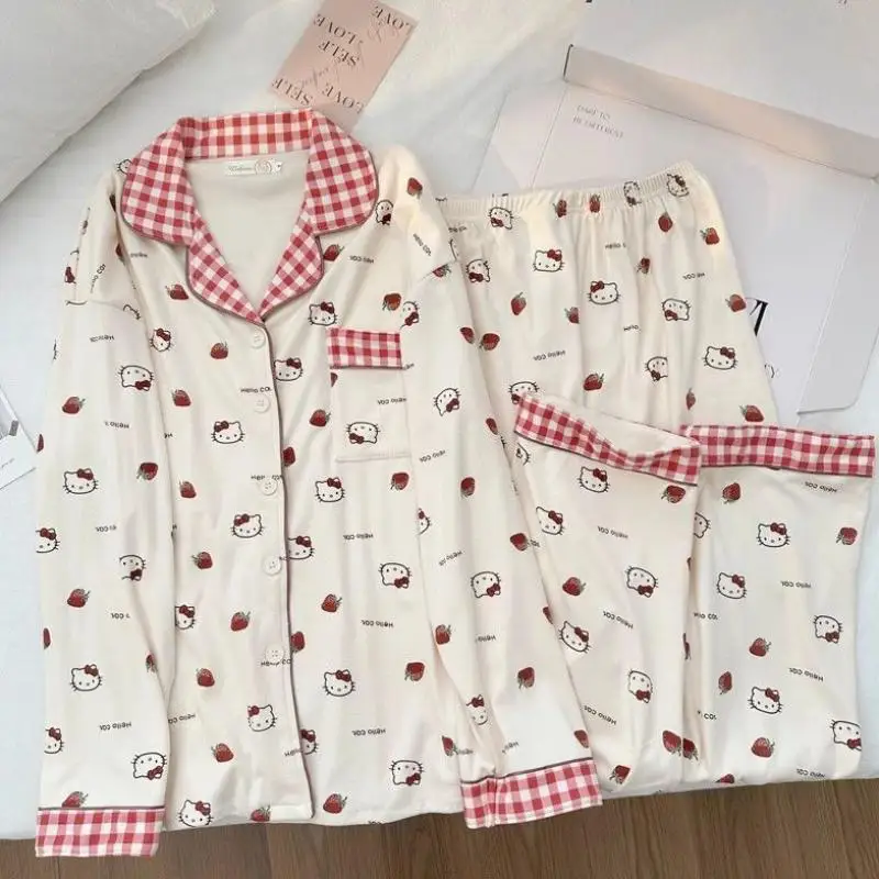 

Пижамный комплект Hello Kitty Sanrio Kawaii с героями мультфильмов Cinnamoroll, весенние брюки с длинными рукавами, аниме Pochacco, милая тонкая домашняя одежда для девочек