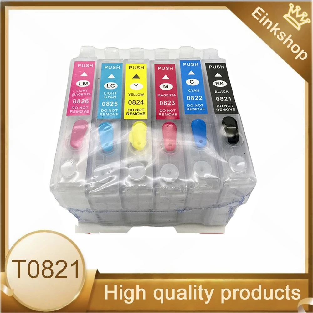 T0821 821 82n refillable ink cartridge compatible for epson R270 R290 R295 R390 RX590 RX610 RX615 RX690 printer