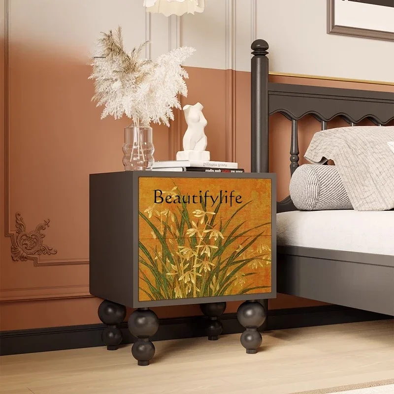 

LXFrench medieval wabi wind bedroom room bedside table decorative storage whole storage cabinetSSS