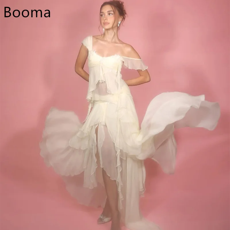 

Booma Elegant Off The Shoulder Pleat A-Line Long Wedding Dresses Simple Chiffon Brides Gown Custom Made 2025