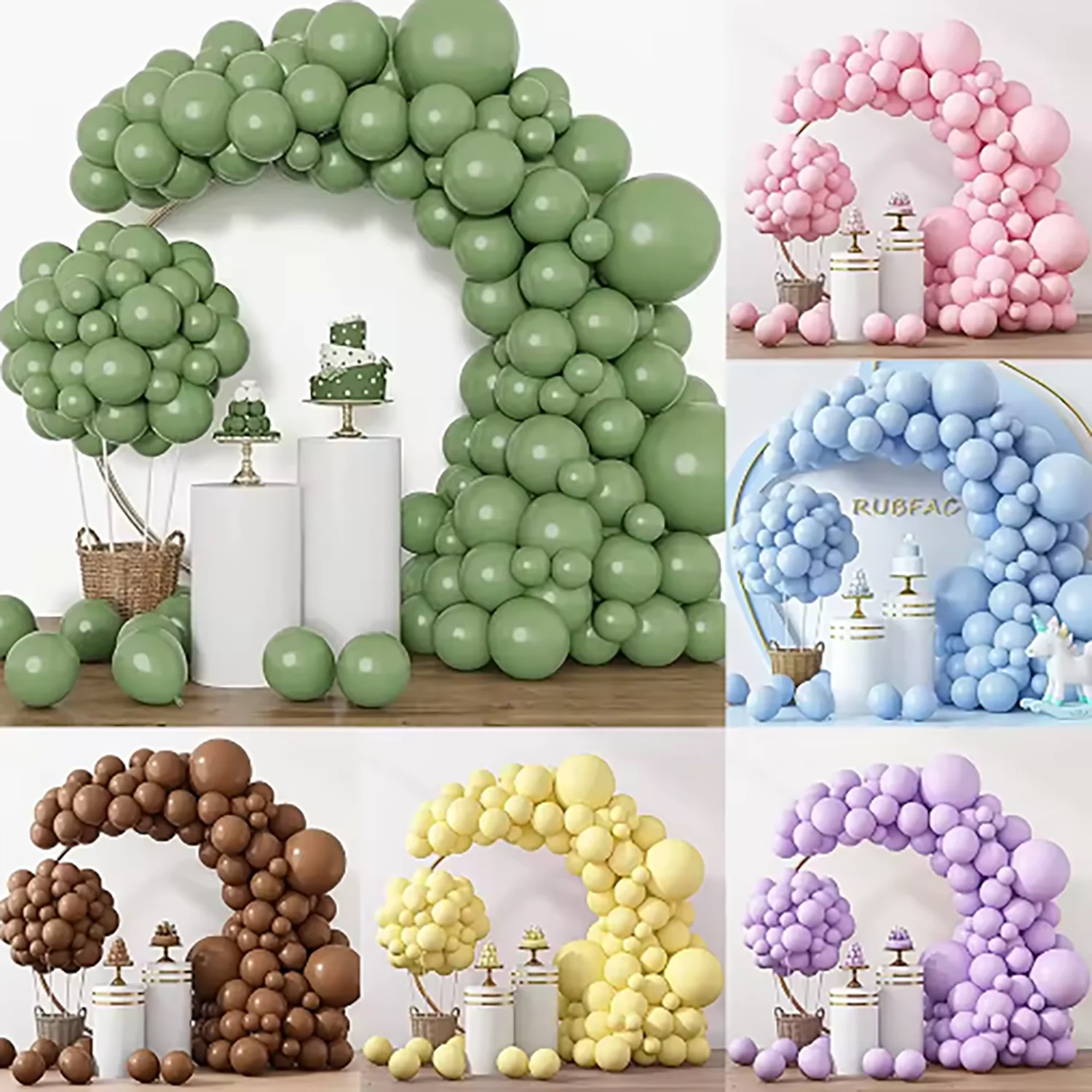 Sage Green Balloons Garland Arch Kit Pastel Pink Blue Brown Latex Balloon Birthday Baby Shower Wedding Party Decoration Globos