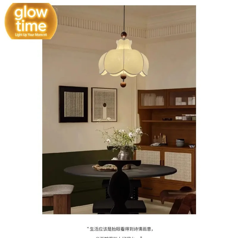 French medieval style fabric chandelier dining room lamp new Chinese style Nanyang style retro study lamp B&B bedroom room light