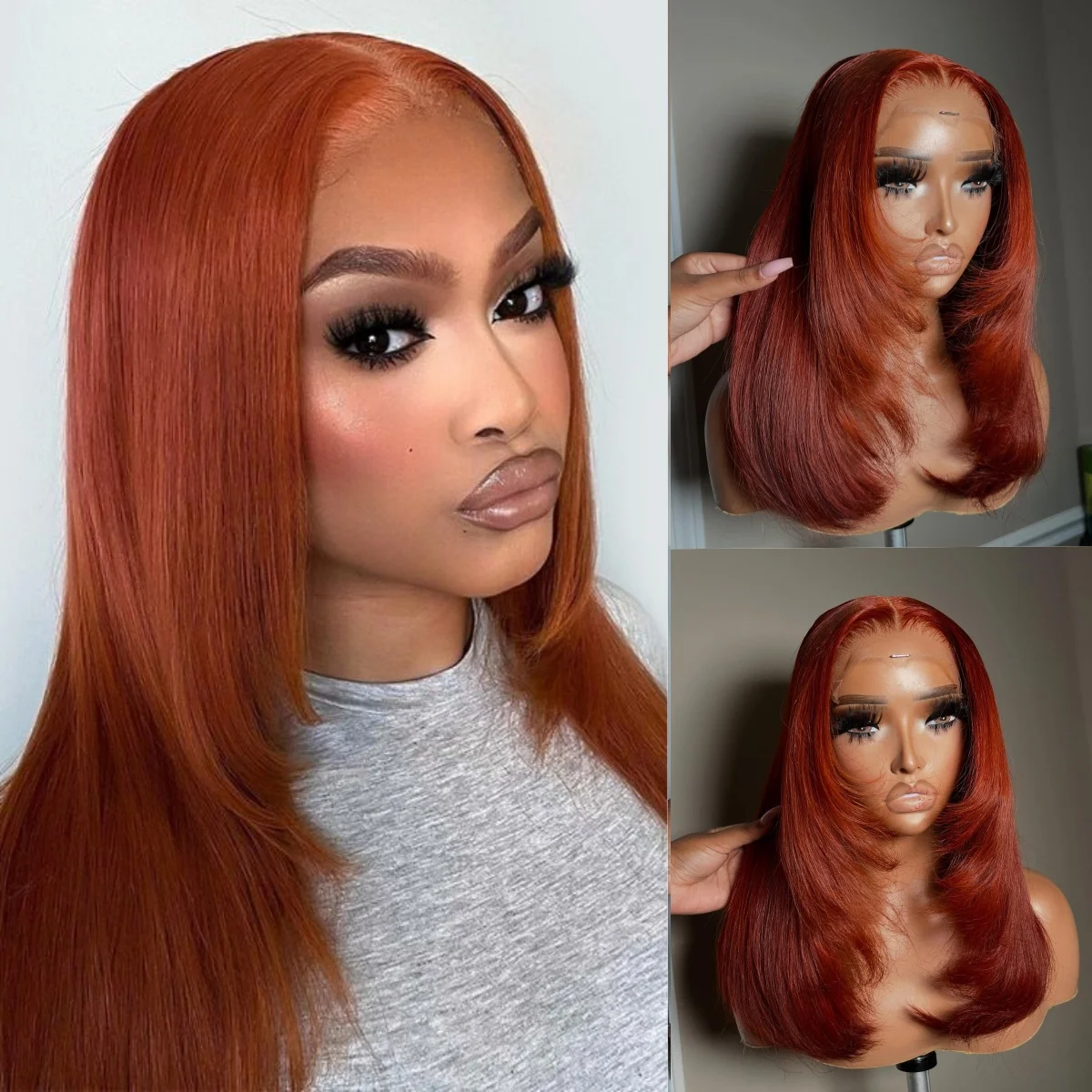 الزنجبيل الباروكة الطبقات قطع مستقيم الدانتيل الباروكات الأمامية قبل قطعها 13x4 HD الدانتيل الباروكة الاصطناعية الدانتيل شعر مستعار أمامي جاهزة لارتداء تأثيري #1