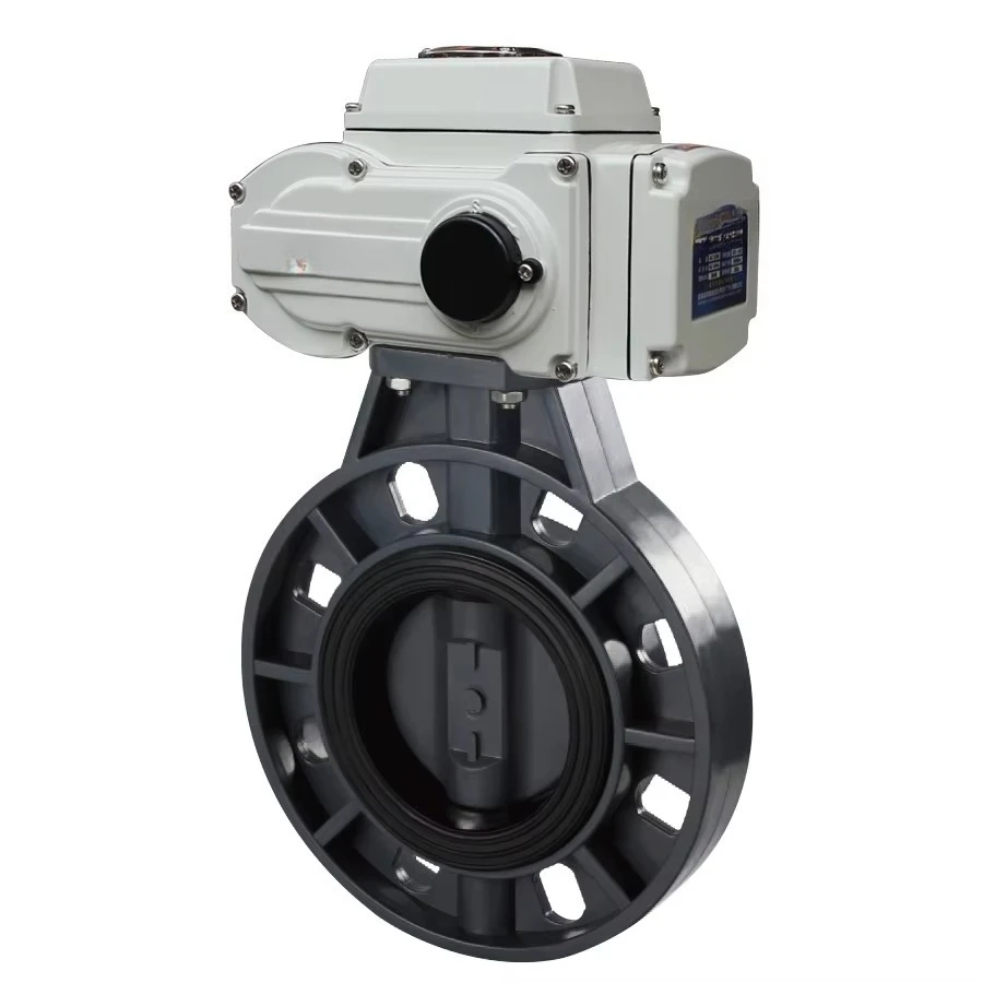 Valvola a farfalla motorizzata in plastica PVC da 24 V CC DN80 Valvola elettrica in plastica da 3 pollici On Off