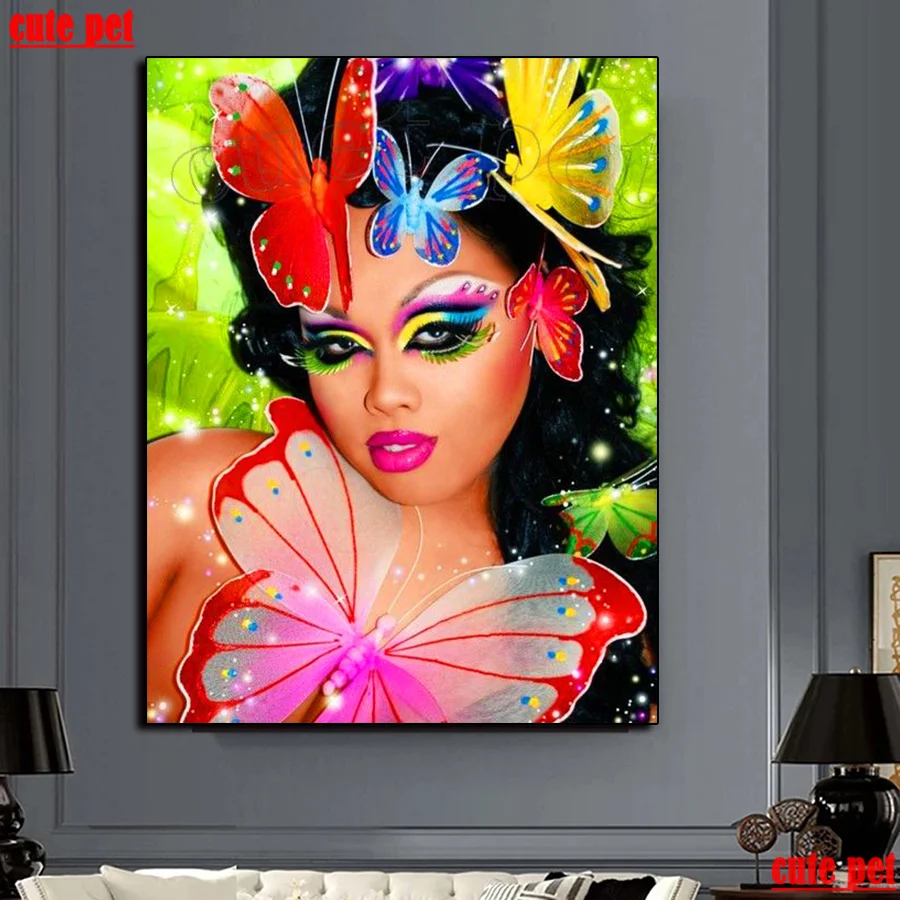 

diy Diamond Painting Modern fashion butterfly woman Diamond Embroidery Full square round drilling 5d Diamond Mosaic kits decor