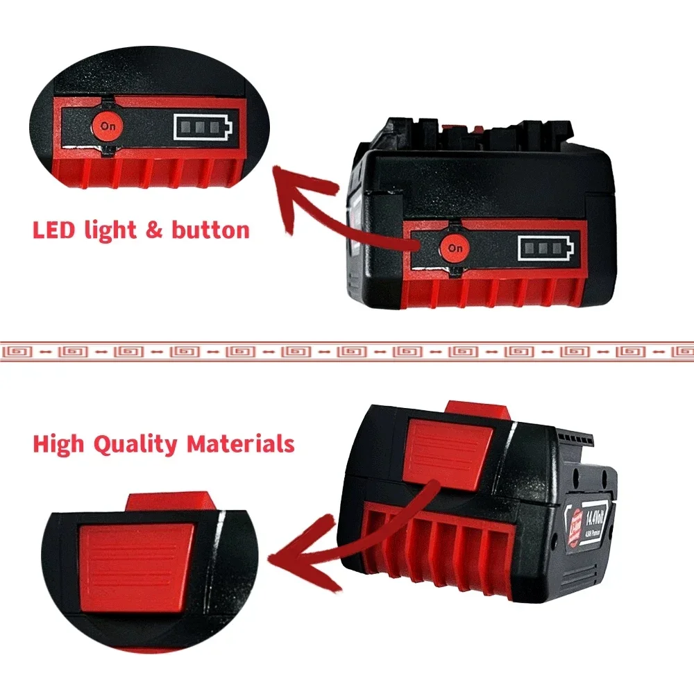 ボッシュ用リチウムイオン交換用バッテリー,電動ドリル,ドライバー,bat607,14.4v,4800mah,4.2 ah,新品