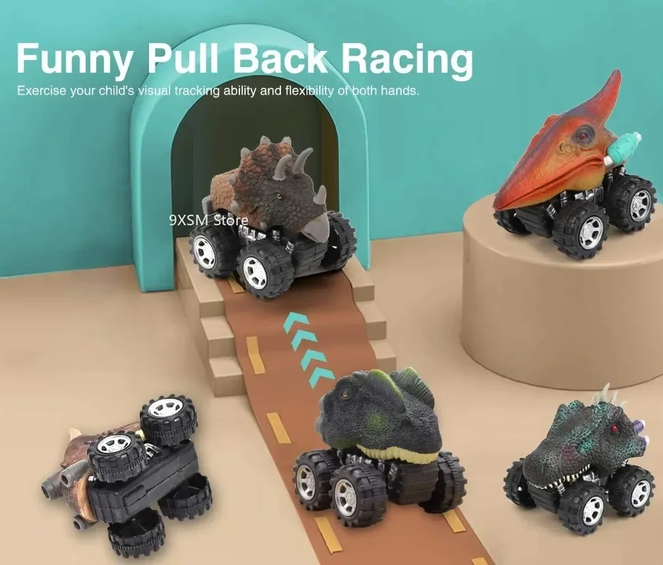 Simulation Dinosaur Pull-back Toys Inertia Sliding Large Tire Beast Truck Model Display Kids Educational Toy Boy Birthday Gifts