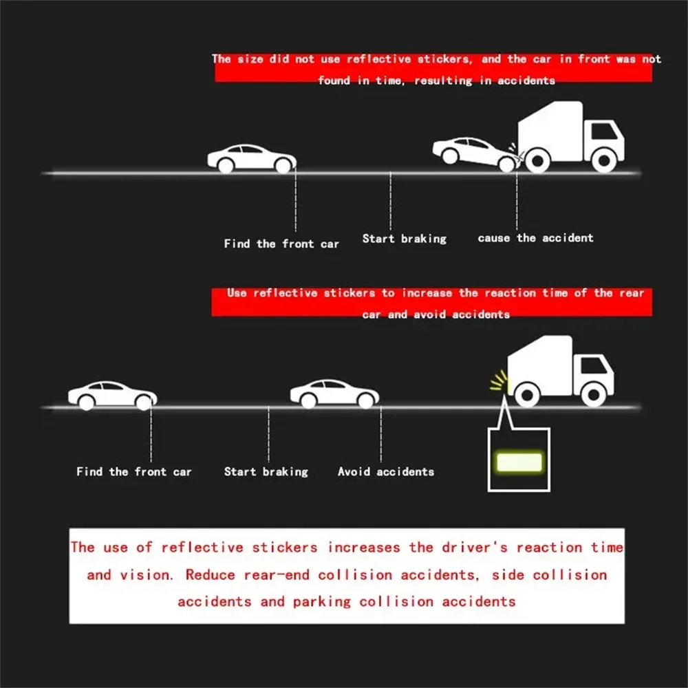 10 قطعة 3*8 سنتيمتر سيارة الوفير ملصقات عاكسة عاكس تحذير شريط إضاءة طويل آمن عاكس ملصقات الشارات تحذير السلامة #6