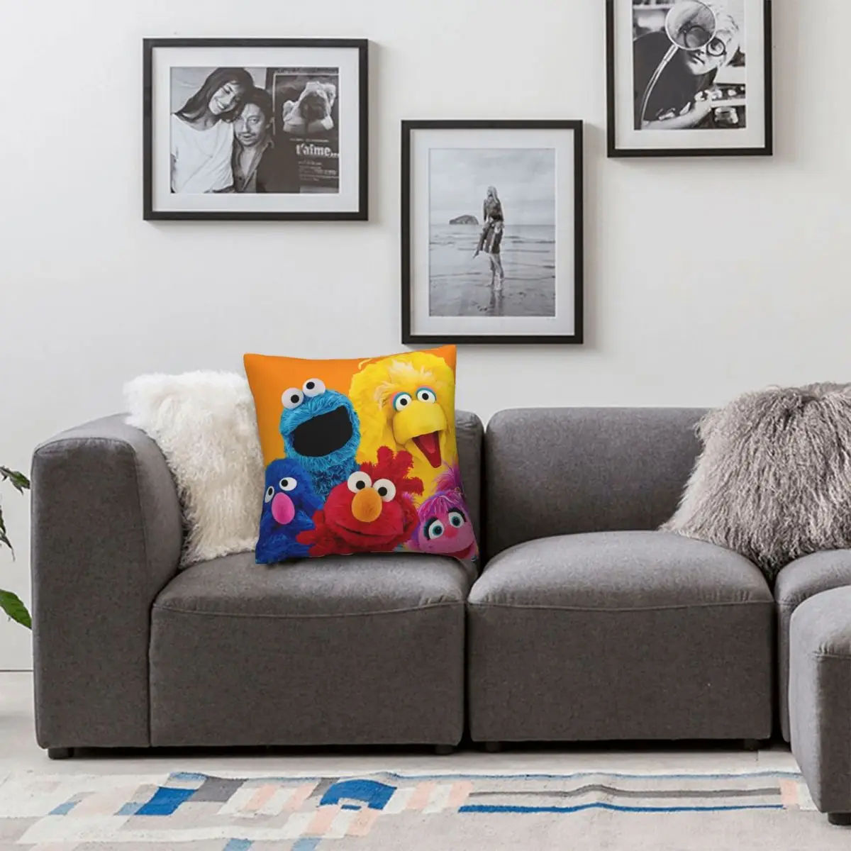 S-Sesame Streets Pillowcase Double-sided Printing Polyester Cushion Cover Decorative Cookie Monster Throw Pillow Case Cover Home