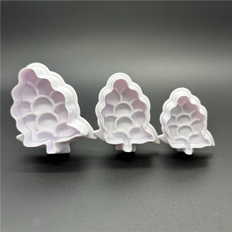 3Pcs/Set Grape Cookie Cutter Stamp Plastic Decorative Biscuit Mold Kitchen Cake Decorating Fondant Embosser Die