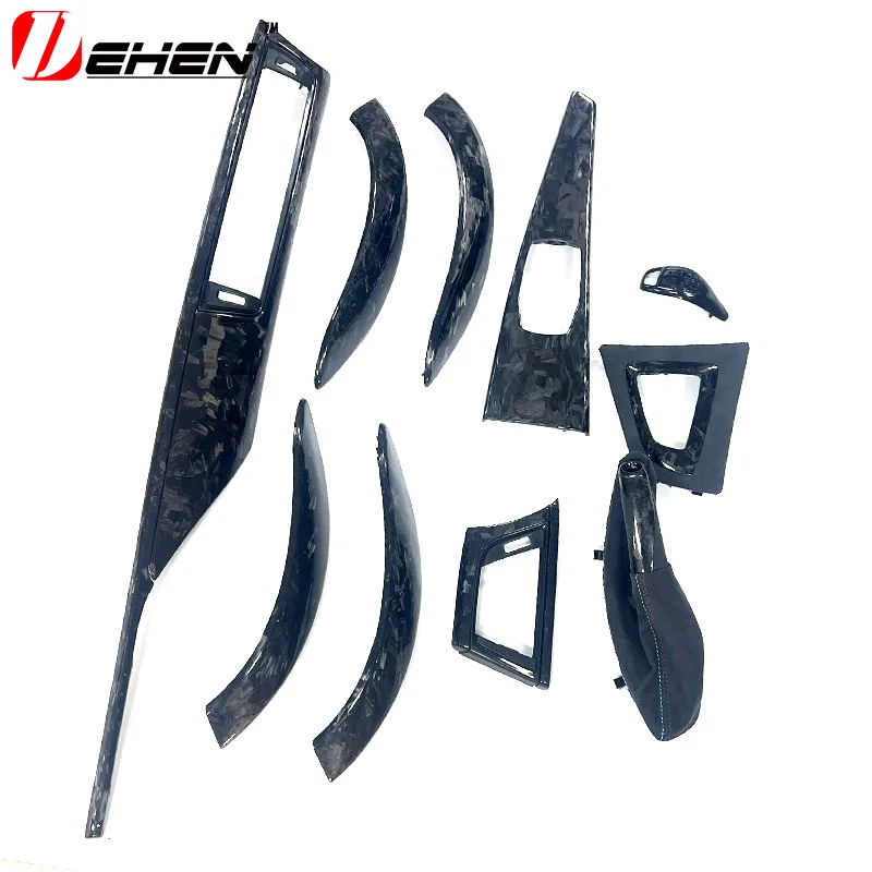 Interior Handle Fittings Real Carbon Fiber Forged Panel for BMW 3GT F30 F32 F35 F36M Sports Drive Center Shift Button Trim