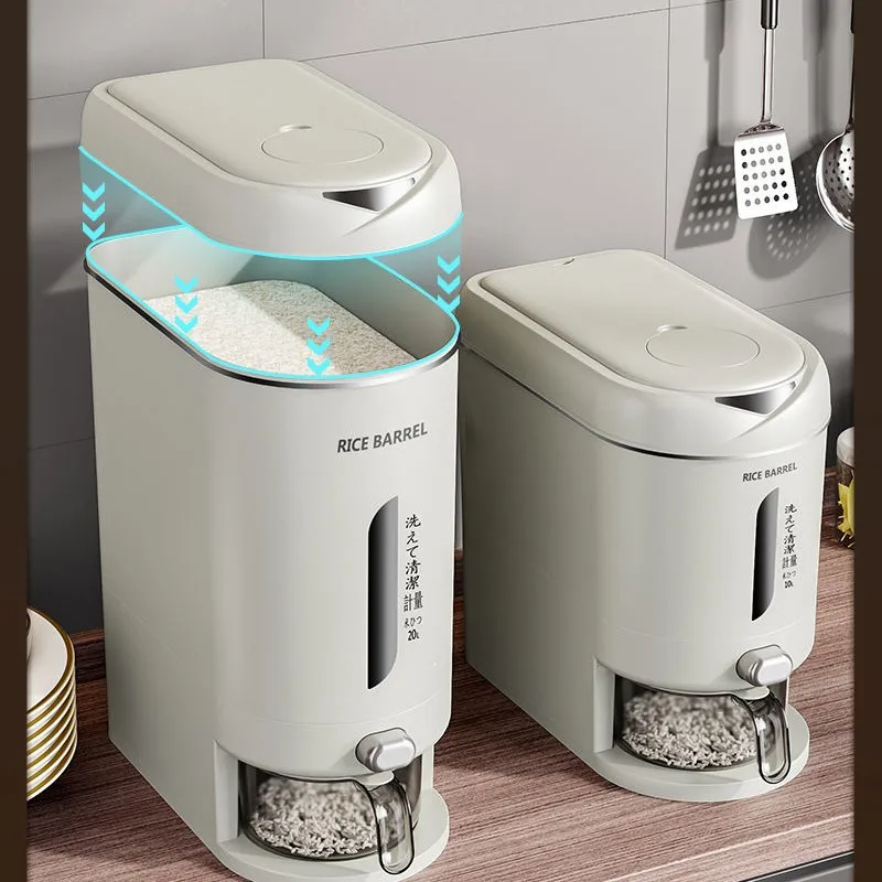 Press Type Automatic Rice Bucket Insect Proof Moisture-proof Sealed Rice Storage Box Household Flour Rice Grain Storage BoxZG593