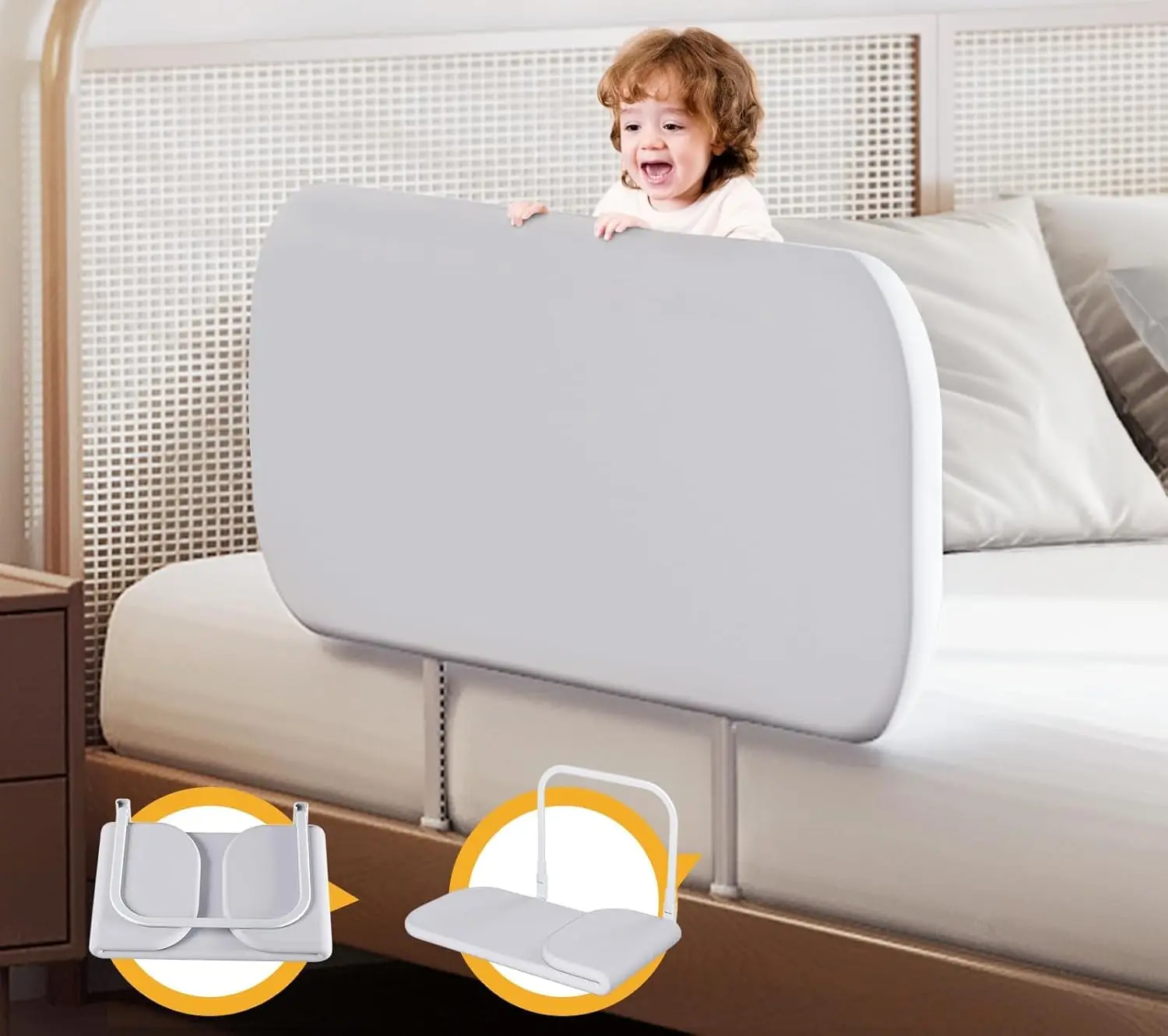 Protector portátil para riel de cama para niños pequeños para viajes: altura ajustable, fácil montaje, se adapta a todos los tamaños de colchón que incluyen doble a King