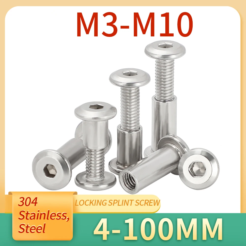 

2/4/5/10Sets Hexagon Socket Screw Locking Splint Screw Nut Combination Album Butt Account Book Nail Edge Chamfer Stainless Steel