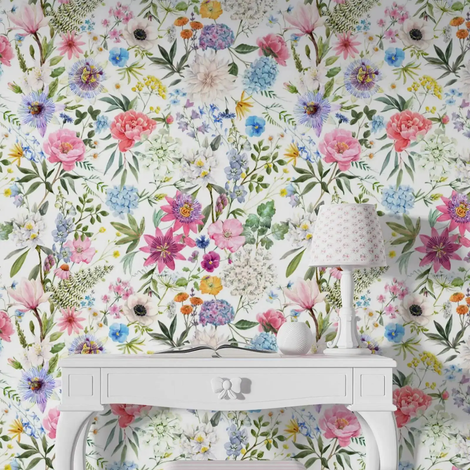 Soft Watercolor Floral Wallpaper Peel and Stick, Wildflower Watercolor Wallpaper For Room Decor ,Self-adhesive Or Traditional