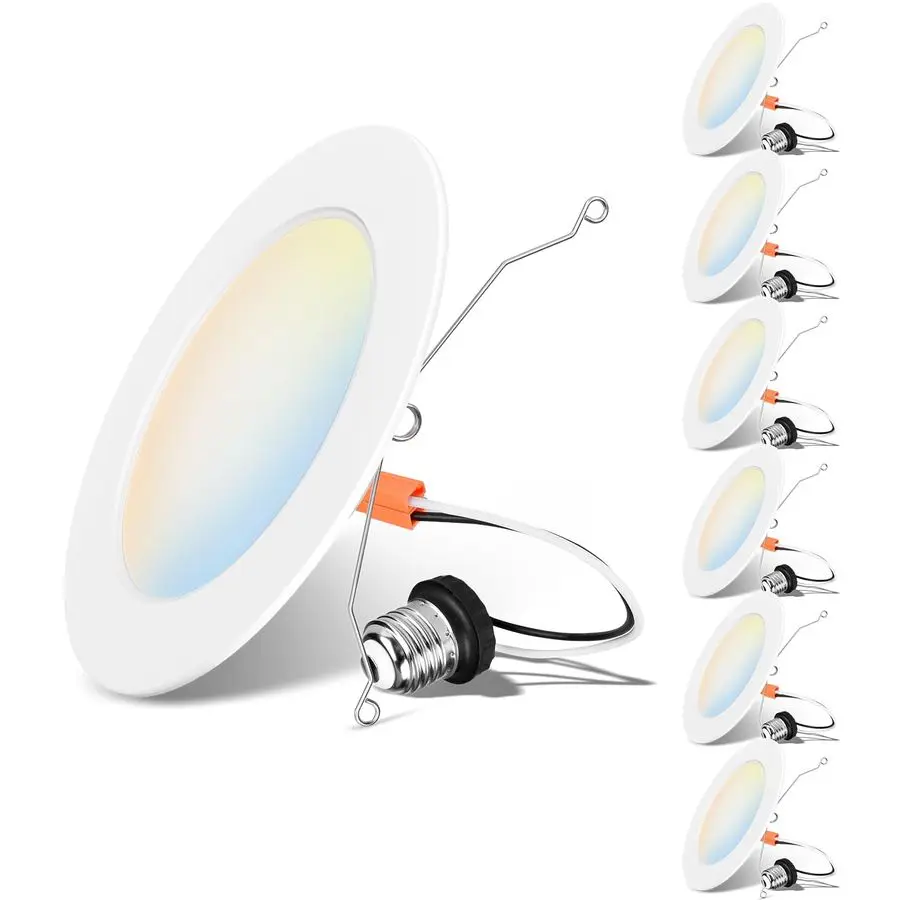 

Встраиваемые светильники 6 дюймов, с регулируемой цветовой температурой 2700-6000K (5CCT), эквивалент 10-120 Вт, диммируемые светодиодные лампы