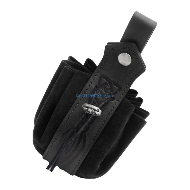 N7YF Draw String mittelalterlicher Cosplay -Münzbeutel, mittelalterliche Leder -Seitenbeutel für Themenpartys