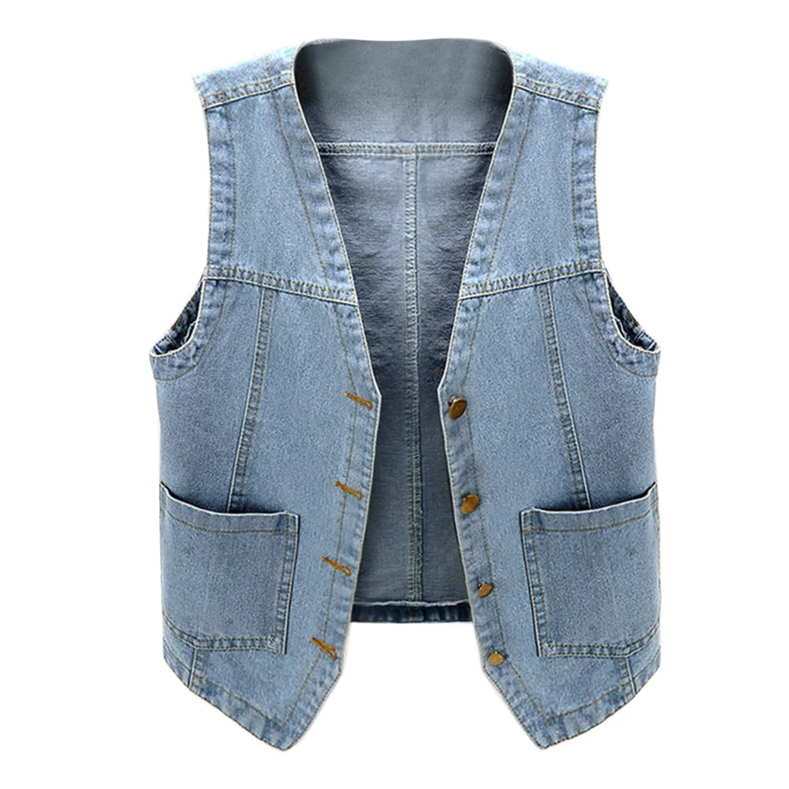 Woman Jacket Vest Spring Summer Vintage Denim Vest Women\'s Short Loose Sleeveless Coat Vest Blue Casual Tops Chaleco Mujer