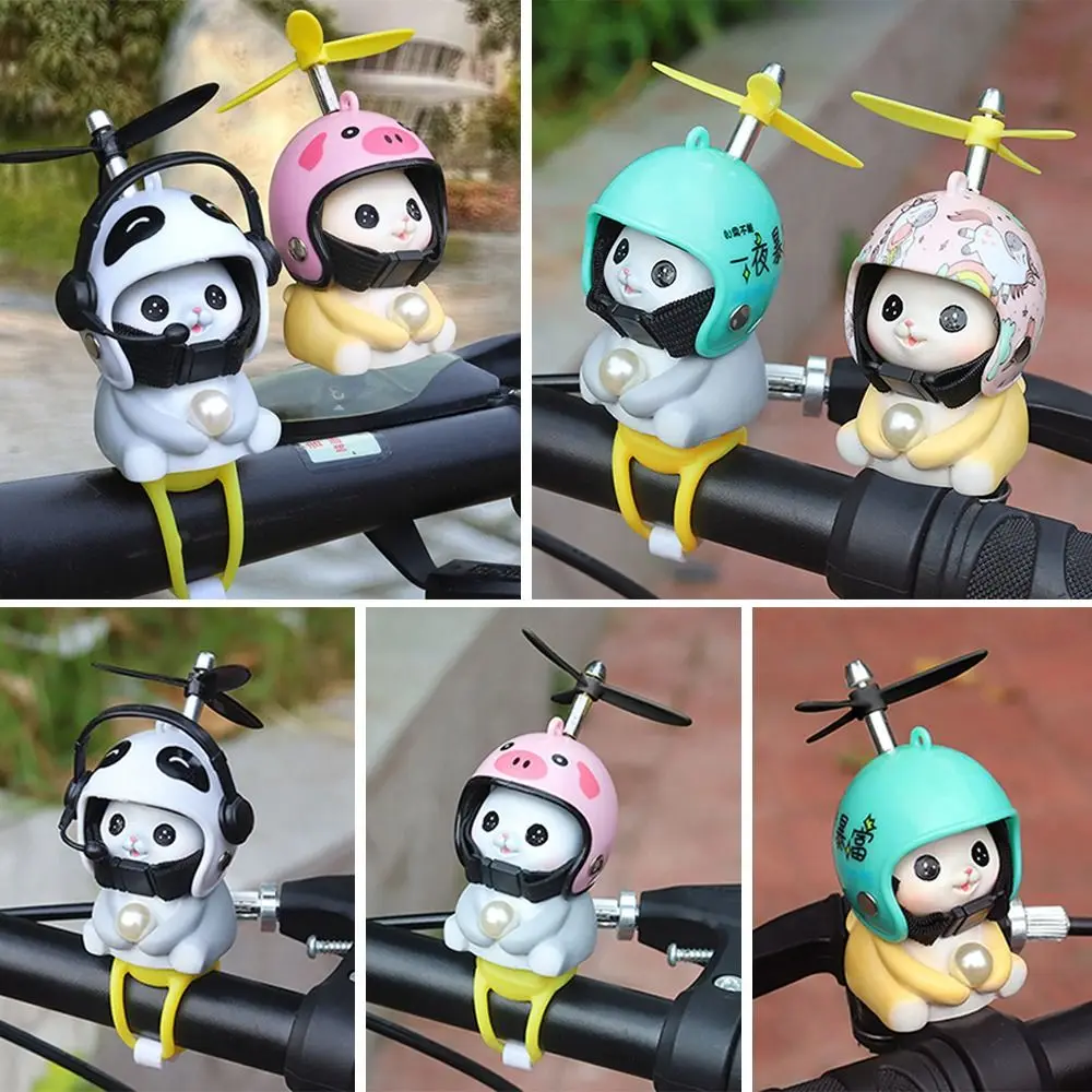 Fashion Cute Motorcycle Handlebar Decoration Cat Helmet Propeller Cartoon Bike Electric Ornaments Bicycle Motorcycle Supplies