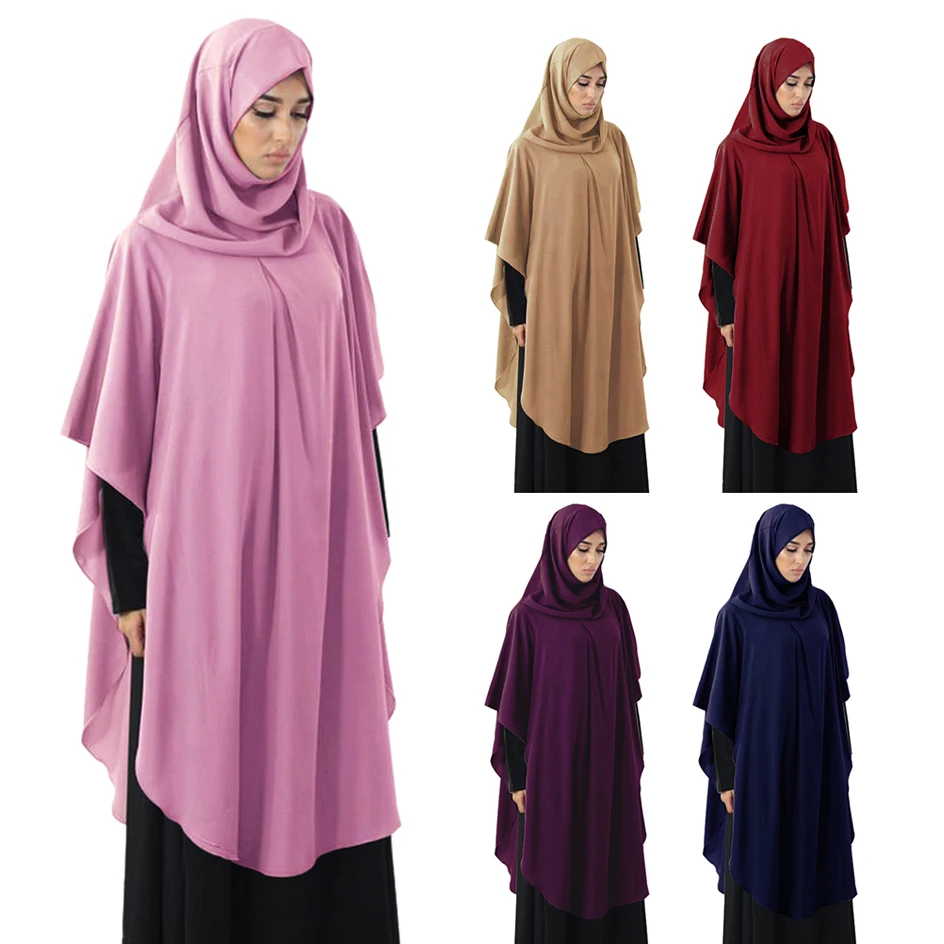 

Muslim Women Hijab Overhead Prayer Large Khimar Niqab Scarf Islamic Robe Burka Big Shawls Tops Shirts Ramadan Worship Service