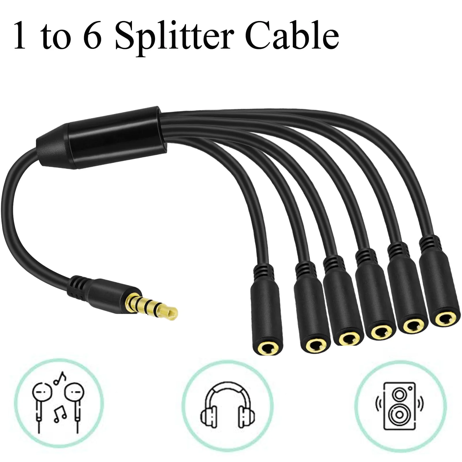 

Inch 3.5mm TRRS Splitter Cable 1 Male to 6 Female Audio Stereo Splitter Extension 4-Pole/3-Ring for Headphones And Accessories