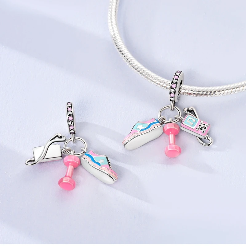 925 Sterling Silber Rosa Serie Charms Fliege Mädchen Kuchen Prinzessin Perlen Anhänger Fit Original Armband DIY Schmuck Geschenk Für Frau – Detail 38